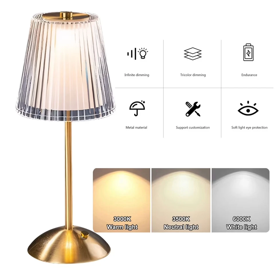 Frosted Shade Gold Rechargeable Table Lamp suppliers